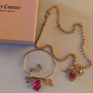 4 piece Juicy Couture Pink Stone Jewelry Set